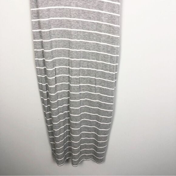 EXPRESS | NEW Gray & White Striped V-Neck Ribbed Midi Dress Women’s Size Small - Picture 5 of 9